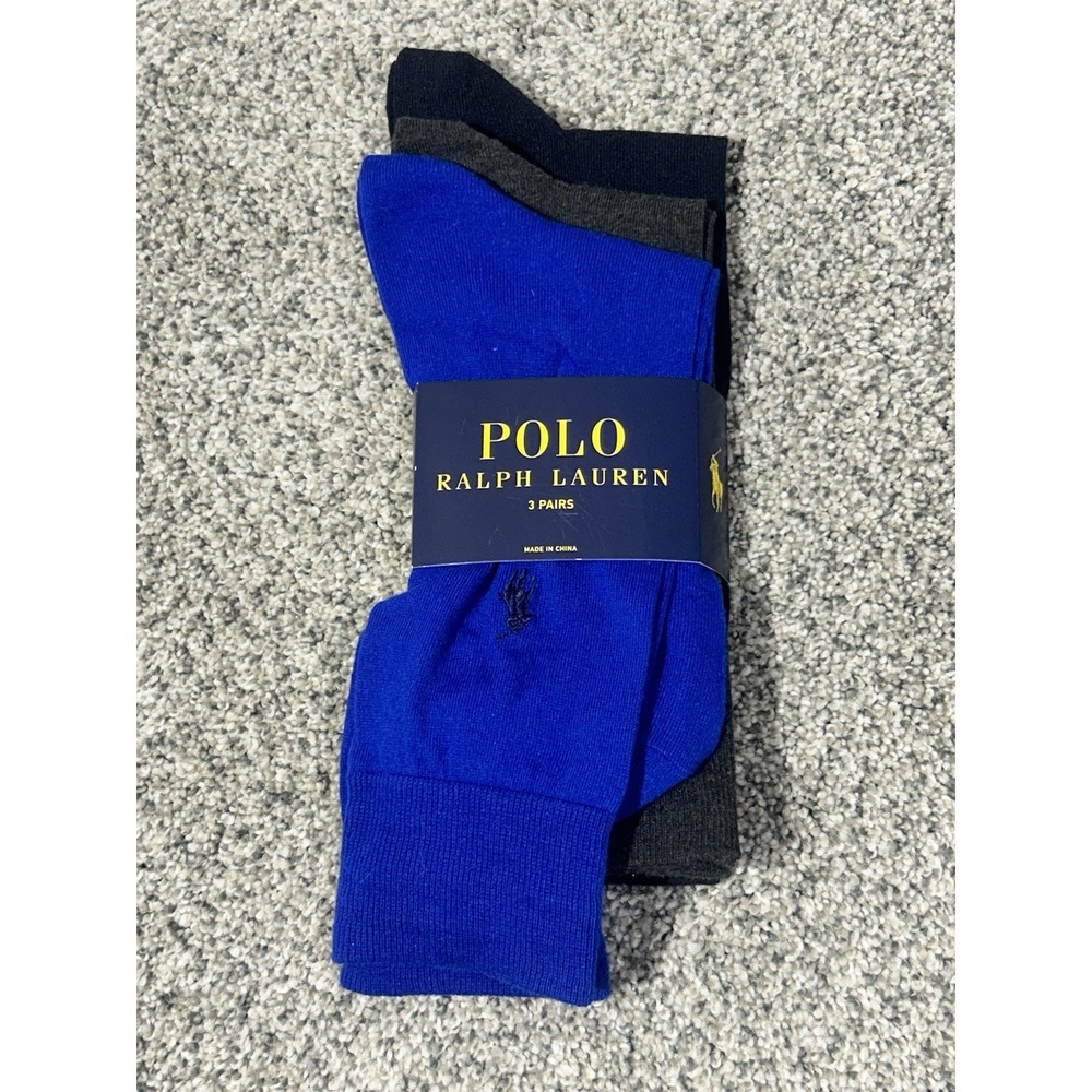 Polo Ralph Lauren  Men's 3-Pair Dress/Casual  Socks  Navy Blue/Gray‎